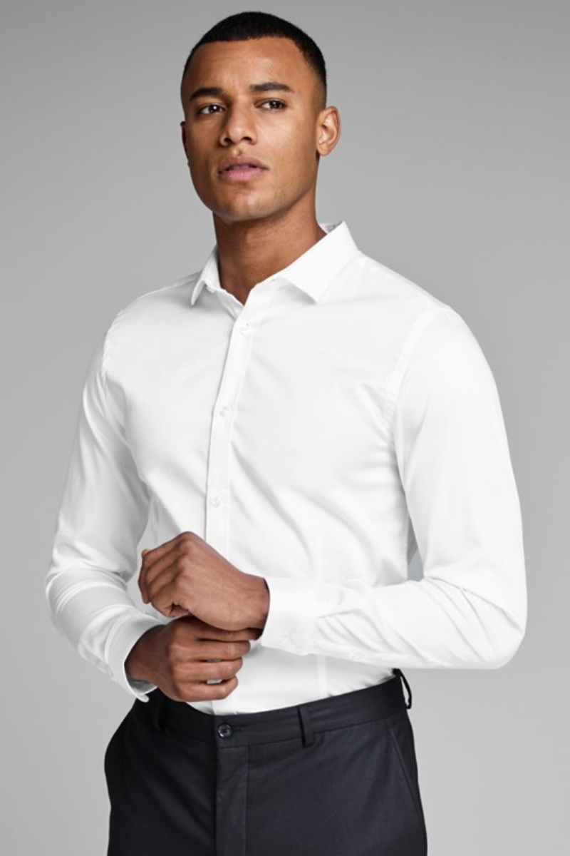 Camisa Vestir Super Entallada Hombre Blanca KARA